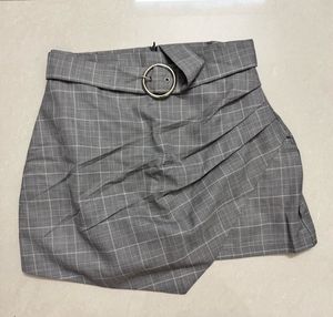 ✈️IMPORTED Plaid Asymmetrical Skirt with Belt