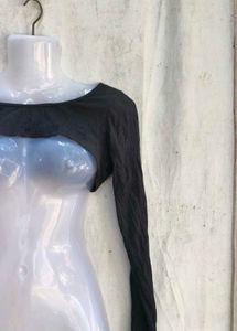 Victoria's Secret Black Cropped Long Sleeve Top