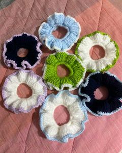 Handmade Crochet Scrunchies Set Of 2