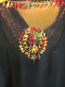 Black Multi Colored Chikankari Kurti Set