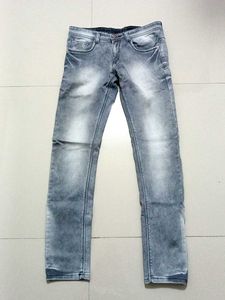 Grey Stone Washed/ Faded Jeans For Men