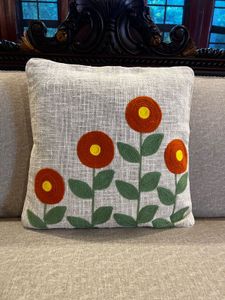 Decorative Throw Pillow Cover with Floral Design-2
