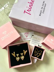 Anti-tarnished Earrings and Butterfly Ring set