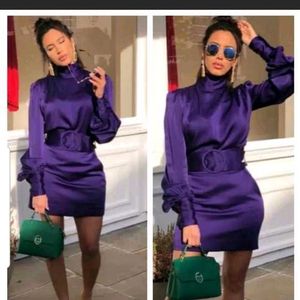 SHEIN Violet Satin Shoulder Cups Dress