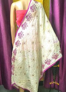 Embroidered Cream dupatta stone work