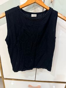 Sleeveless Black Embellished Top