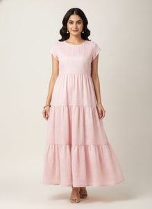 Tiered Ruffle Pink Ethnic Gown