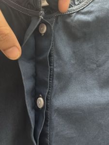 H&amp;M Elegant Navy Blue Puff Sleeve Top