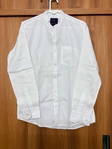 Classic White Mandarin Collar Shirt