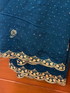 Elegant Teal Embellished blouse piece