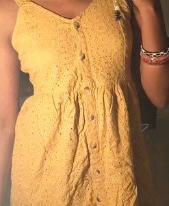 Yellow Eyelet Button-Up Dress