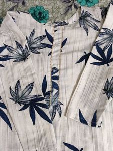Unique Leaf Print Suit with Dupatta