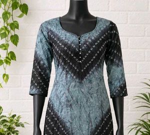 Stylish Blue &amp; Black Bandhani Print Kurta Set