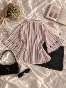 Chic Striped Bell Sleeve Top