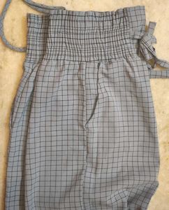 Blue Checkered Wide Leg Pants