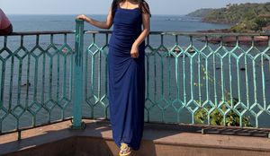 Elegant Royal Blue Ruched Bodycon Dress