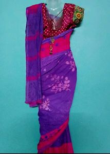 purple pure cotton saree