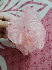 75.Pink Mesh Bath Puff