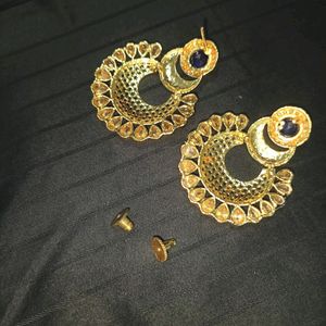 Blue Green Golden Gemstone Earrings