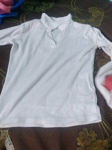 White Ribbed Long Sleeve Top