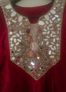Embellished Red Kurta Set