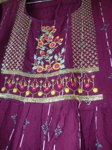 Women's Maroon Embroidered Top | Size L | Bust 40
