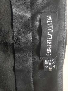 Black Faux Leather Flared Pants Women