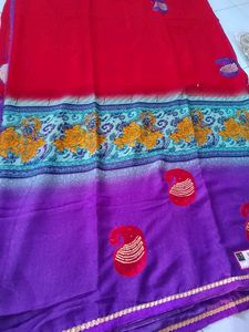 Printed (Worked) Saree With Blouse