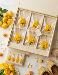 Yellow Floral Maang Tikka with hair pin to fix