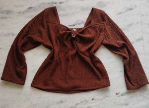 pretty brown square neck top
