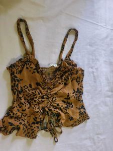 Cute Brown Floral sleevless crop top