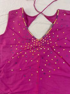Vibrant Pink Embellished Kurta