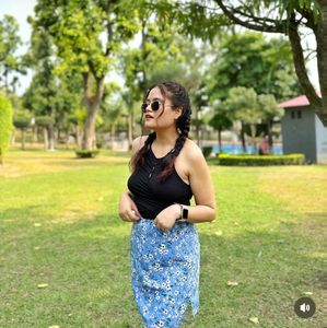 Cute Blue Floral Mini Skirt