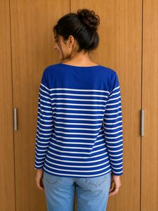 Blue &amp; White Striped Long Sleeve Top