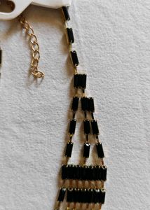 Elegant Black &amp; Gold Necklace &amp; Earrings Set