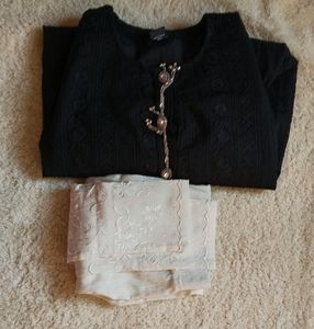 Black And White Kurta Set