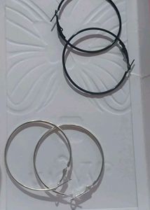 Loop Earrings White And Black Colour
