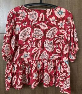 Boho Floral Print Peplum Top