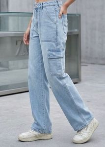 Zara light wash denim cargo