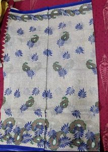 Floral Print Cotton Saree with blouse piece