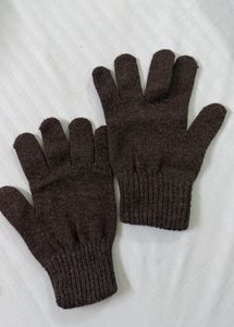Brown Knitted Winter Gloves