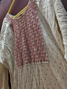 white kurta (pink embroidery)