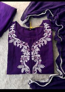 Beautiful Purple Embroidered Kurta Set