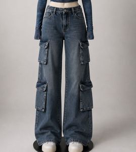 Women's Blue Denim Cargo Pants