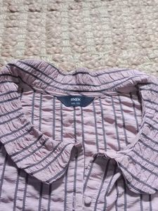 Light Purple Striped Puff Sleeve Top