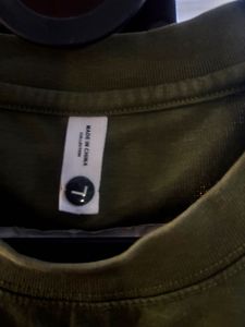 Olive Green Korean Graphic T-Shirt