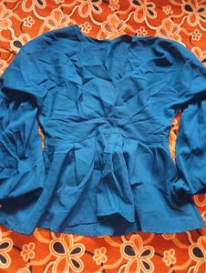 Stylish Teal V-Neck Peplum Top, sequin pink top, b