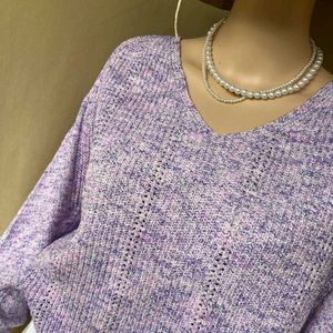 Cozy Lavender Knit V-Neck Sweater