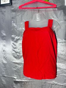 Bright Red Square Neck Tank Top