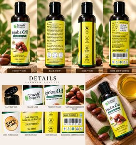 Dravida Organics Jojoba Oil for Hair &amp; Skin